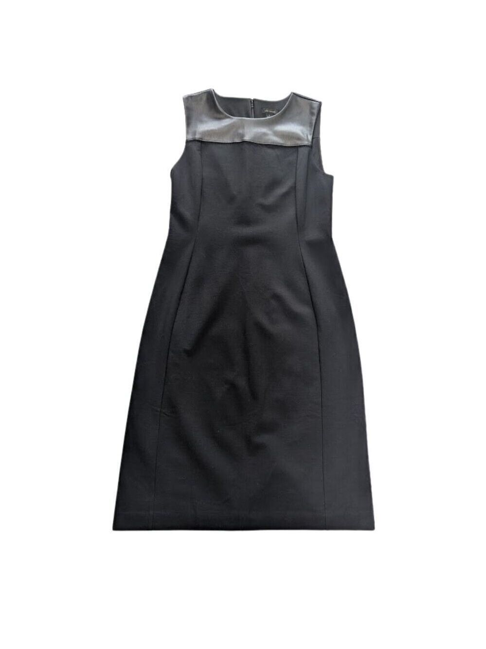Ann Taylor Ponte Faux-Leather Yoke Classic Sheath Dress Black *SZ 4